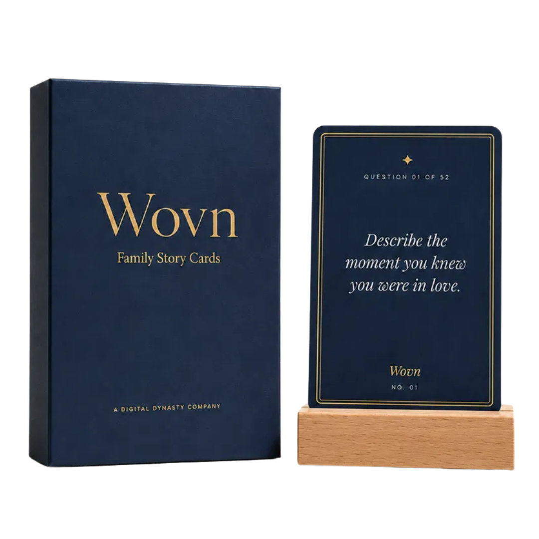 Wovn — The Wovn Deck, box and card on wood holder