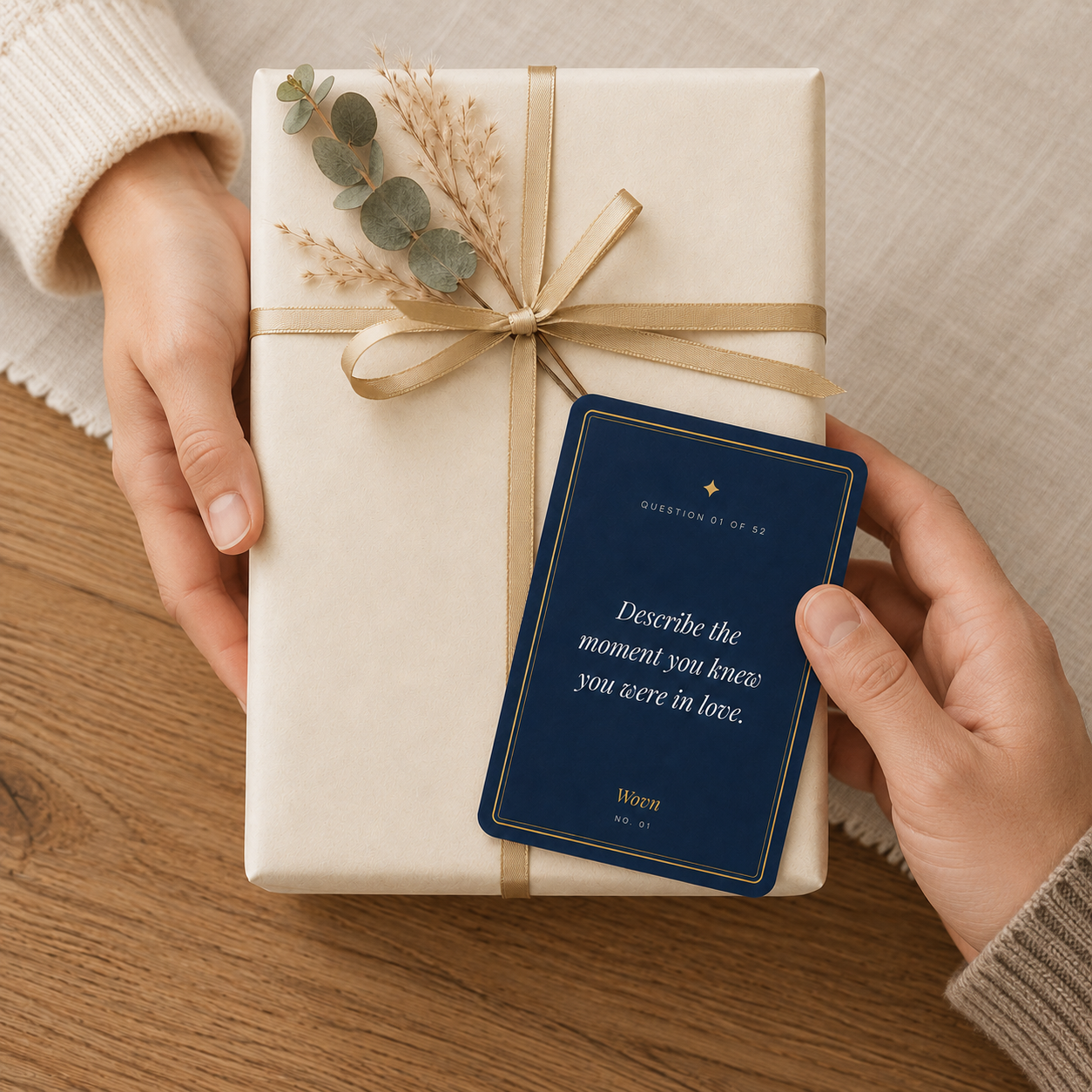 A beautifully wrapped Wovn gift set ready to give to a loved one